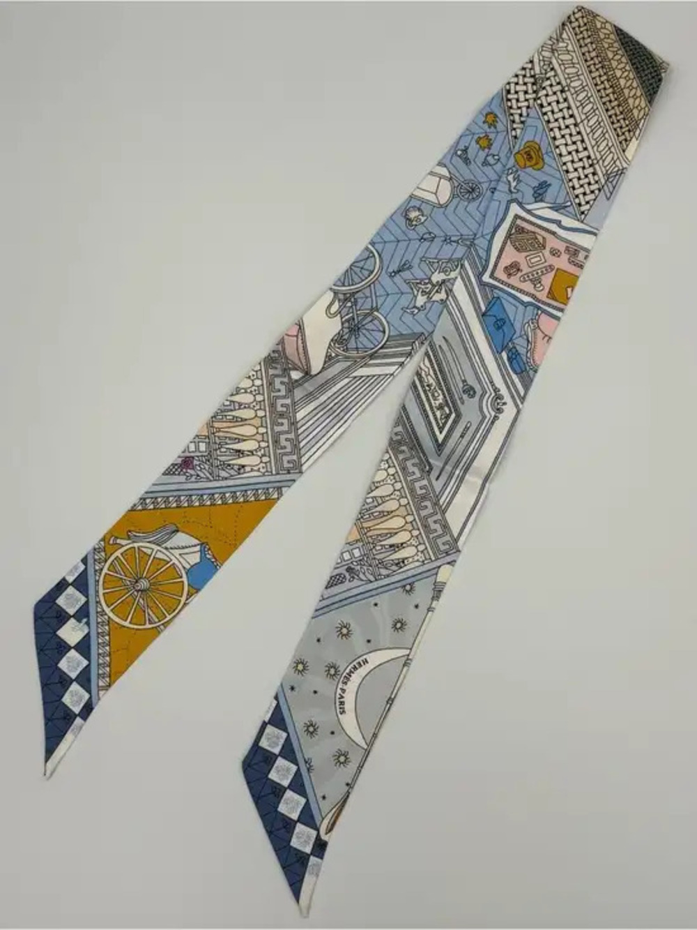 Herms Twilly Silk Scarf Moon Star Carriage Print